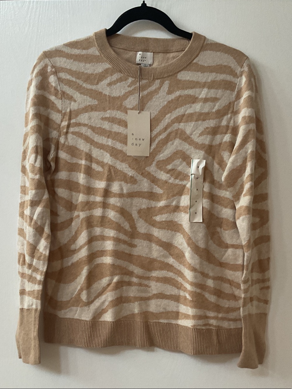 a new day Beige & Cream Zebra Print Crewneck Sweater